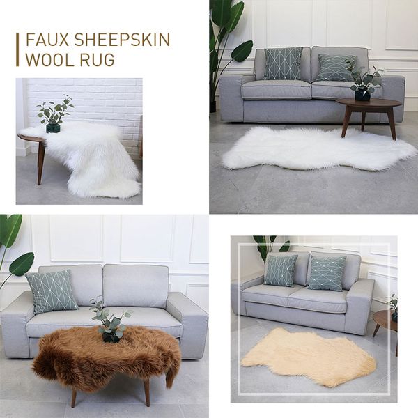 

fluffy rugs wool carpet sofa bedroom irregular shape 120x75cm living room floor decoration home chair mat luxurious