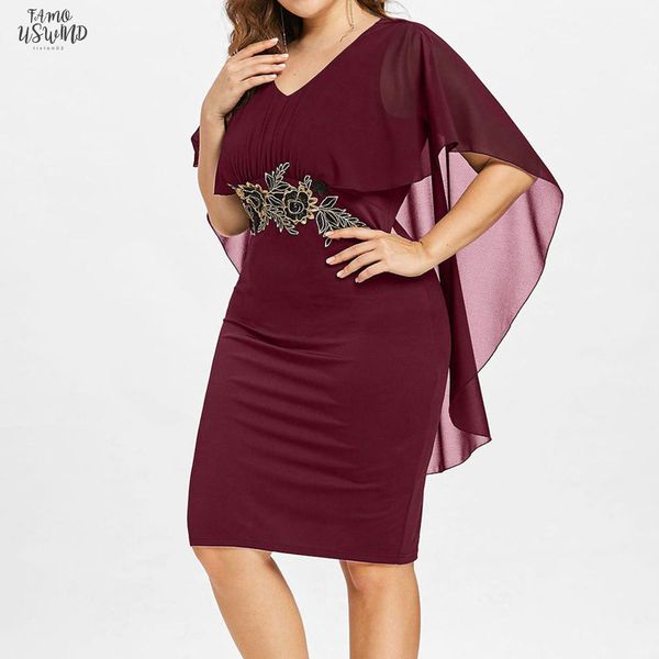

2020 ball gown fashion women casual chiffon plus size solid applique loose dress ladies summer elegant party dress night sundress ad, Black;gray