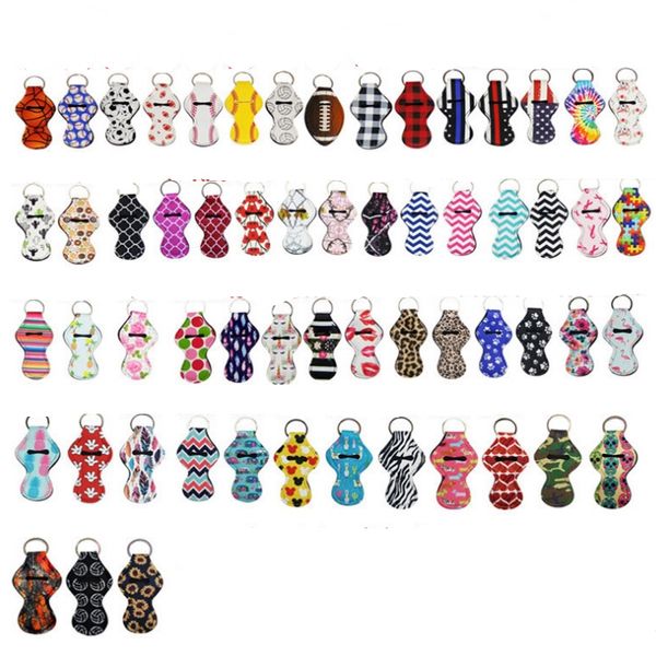 

lipstick holder neoprene keychain case sports printed chapstick holder leopard keychian wrap lip cover party favor gift 59 designs yw3677