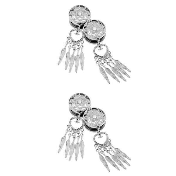

2pairs silver stainless steel stretchers expanders ear gauge, Slivery;golden