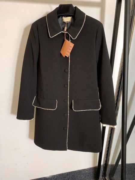 

107504 classic women autumn winter extra long jacket vintage lady coat, Black