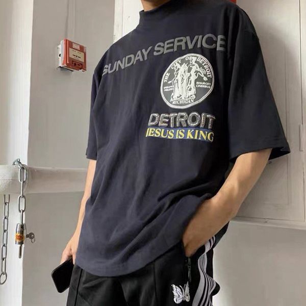 

kanye west album jesus is king detroit tee limited peripheral short sleeve t-shirt, Red