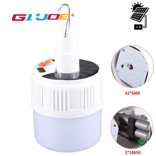 

led solar lantern portable light 2*18650 battery light usb rechargeable intelligent remote control hangable tent camping