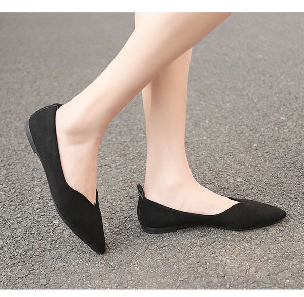 

spring single new women shoes round head shallow mouth casual set foot low heel comfortable flat sweet single shoes female, Black