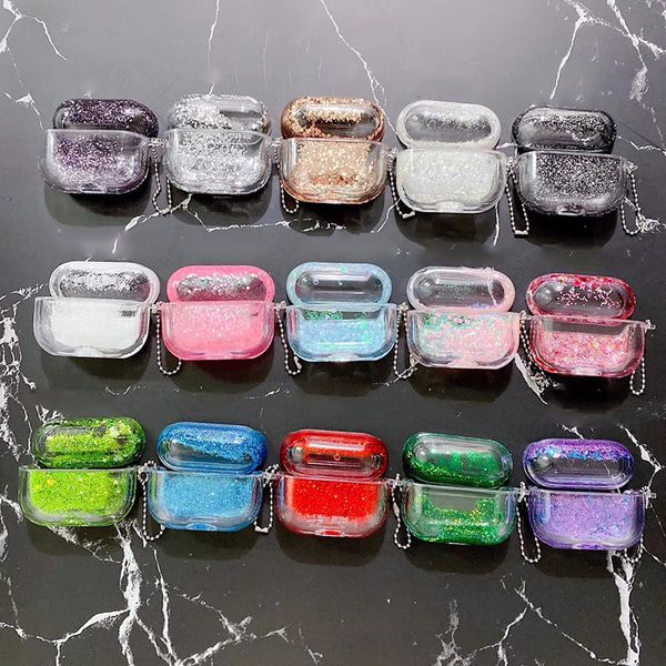 

роскошные quicksand дизайнер наушники чехлы для airpods pro fashion bling блеск hard cover оболочки для apple bluetooth наушники protector