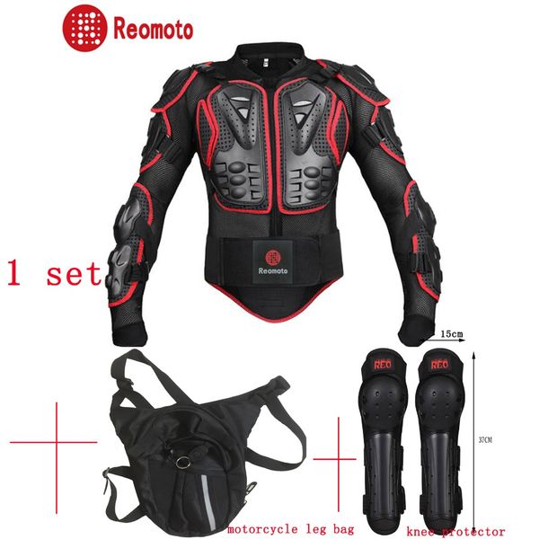 

1set motorcycle jackets racing motorcross body armor protective gears+motorcycle leg bag+motorbike kneepads