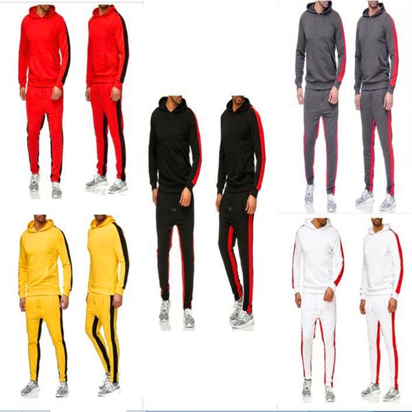 

fashion men's solid color suit sports hooded suit casual hoodie sweater men's fleece track and field sportswear, Gray