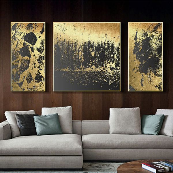 

abstract gold black nordic canvas painting picture home decor wall art poster vintage print living room bedroom classic painting