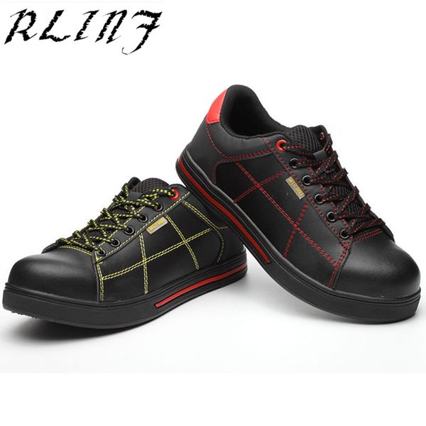 

rlinf 2018 casual genuine leather black boots safety, anti-smashing and piercing