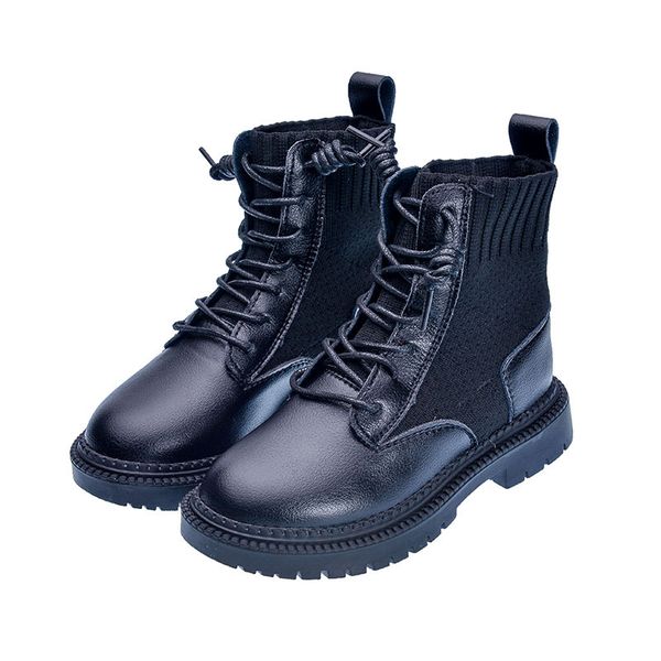 

new kids martin boots autumn winter thin cotton inside boys girls motorcycle boots children martin shoes patent leather 26-37, Black;grey