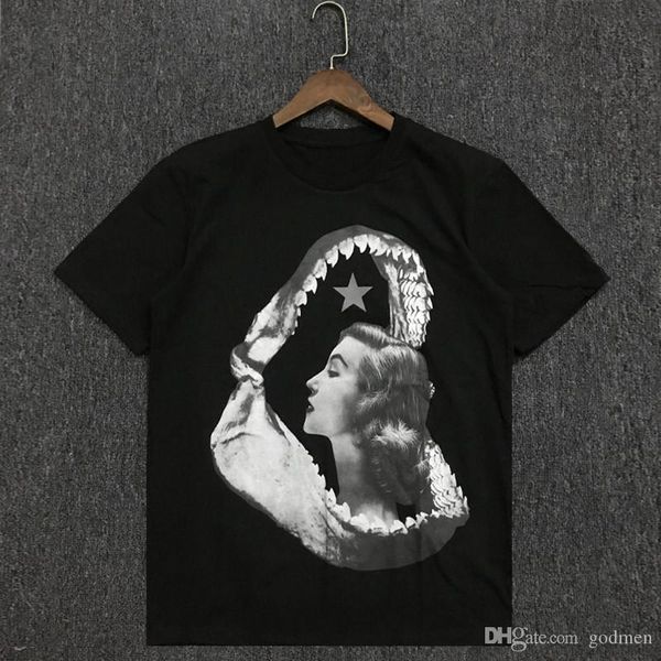 

fashion new casual mens designer t shirt couples soft cotton shark print short sleeves men women tees