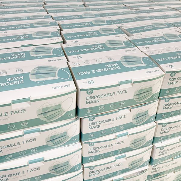 

children disposable face mask 3 ply 3layer 50 pcs 100 pcs mouth cover masks blue kids masks earloop non-woven fabric dhl