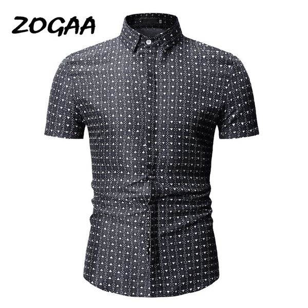 

zogaa new summer breathable short sleeve polka dot print fashion casual slim short sleeve shirt 3xl, White;black