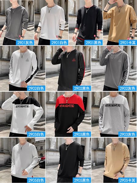 

mens 2020 luxury designer mens long-sleeved t-shirt new round neck loose clothes with korean-style fashion long-sleeved t-shirt mens sweater, Black