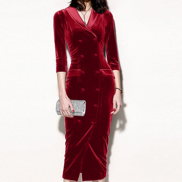 

женские платья твердая элегантный vadim turn down воротник платья кнопки ropa mujer карманы с длинным рукавом длиной до колен платье vestido, Black;pink