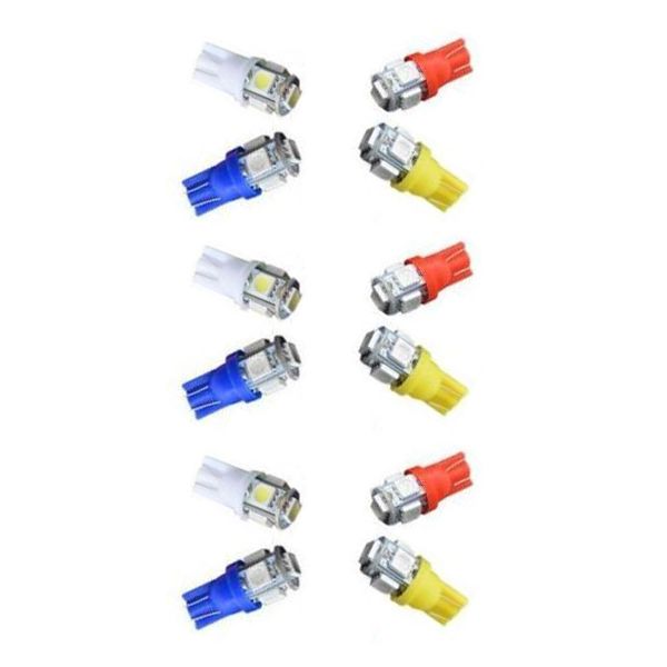 

12x t10 w5w 5 led цвет night light bulb для автомобиля