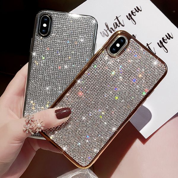 

luxury diamond case for iphone 11 pro max fashion plating bling glitter rhinestone phone cover for iphone xs xr 8 7 plus