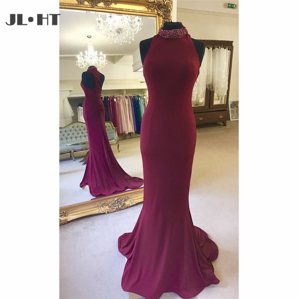 

burgundy mermaid evening dresses long with beaded prom dress sweep train elastic satin women's evening gowns, White;black