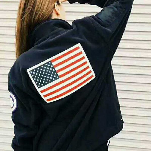 

17ss fleece jacket trans antarctica flag jacket men women designer coats fashion oversize outerwear 4 color, Black;brown