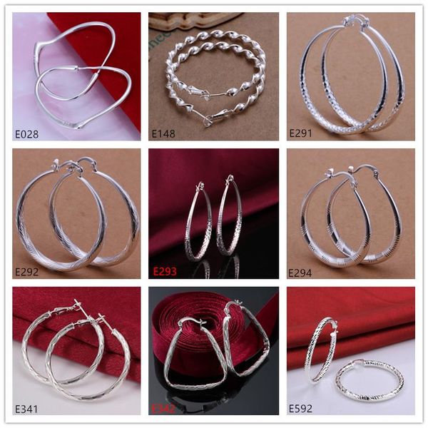 

10 pairs mixed style women's 925 silver earring gte59,high grade wholesale fashion hoop huggie sterling plated silver earrings, Golden;silver