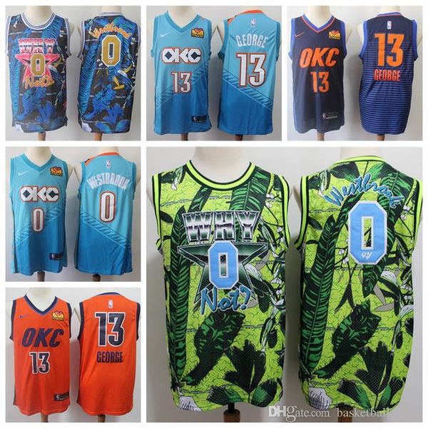 

2020 new mens 0# russell westbrook fashion edition jersey authentic 13# paul george swingman basketball jersey embroidery new sponsor patch, Black