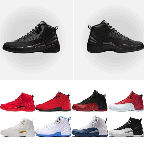 

обувь мужской 12s баскетбол дешевых утепленный wntr gym red 12 колледжа вмс flu game мастер черного белых такси спорт тапок размер 7-13