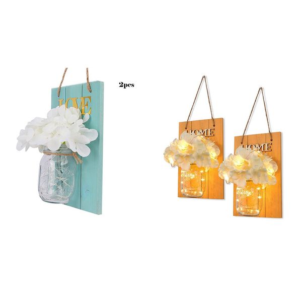 

творческое деревянная доска водить mason jar фонарь simulation вечный цветок деревянные стены лампы ретро сад фонарь