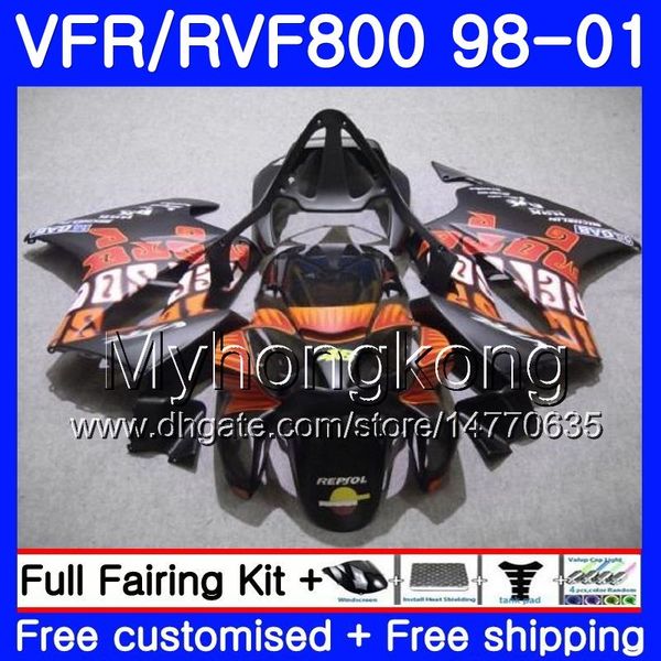 Corpo para HONDA Interceptor VFR800R VFR800 1998 1999 2000 2001 Matte Repsol 259HM.48 VFR 800RR VFR 800 RR VFR800RR 98 99 00 01 Kit de carenagem