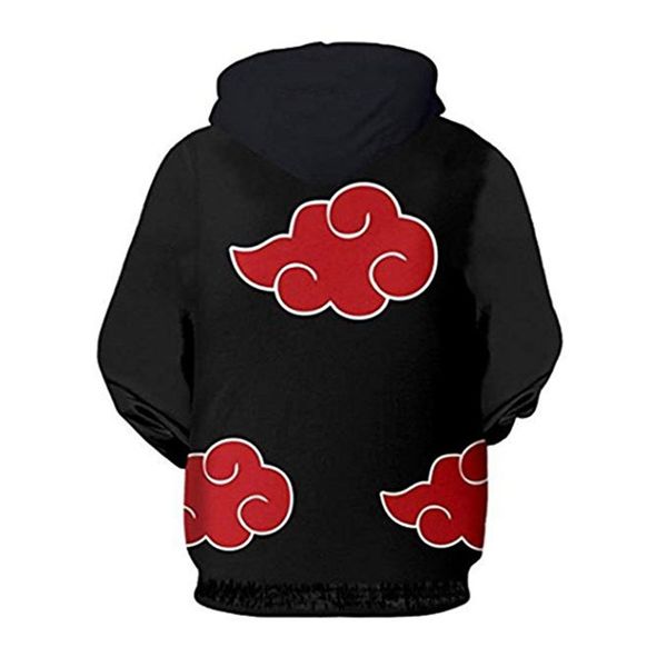 

naruto men hoodies cloud printed mens o-neck loose cosplay itachi uchih hoodies men fashion clothes, Black