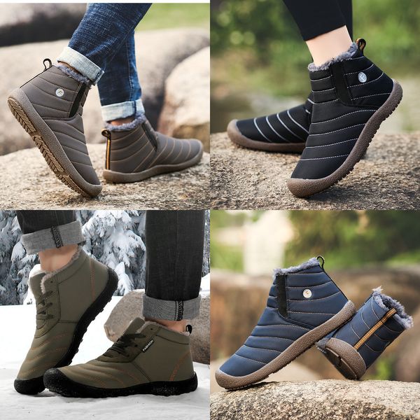 

mrcave winter boots for men warm fur waterproof anti-slip boots shoes plush men's ankle snow boot keep warm size 39-48, Black