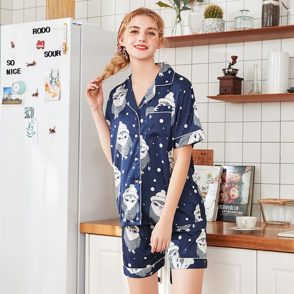 

женские пижамы костюмы верхняя и шорты pajama наборы лето эмуляция шелковые пижамы главная костюм женский nightgown пижамы, Blue;gray