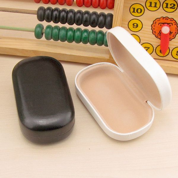 

pu leather contact lenses box fashion solid color women men for eyes care kit leather contact lens case, Silver