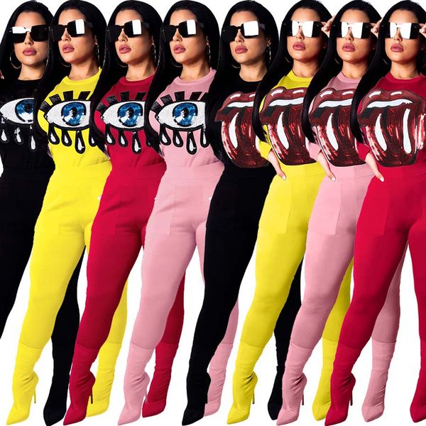 

Women Cartoon Print Casual Autumn Long Sleeved Two-piece Jogger Sports Full Pants Sweatpants Set Fall Tracksuit Sweat Suits Slim Fit
