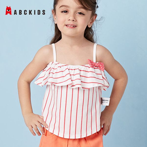 

abckids girls cute knowbot suspender vest summer camisole girls short knit sleeveless vest for kids children clothing, Blue
