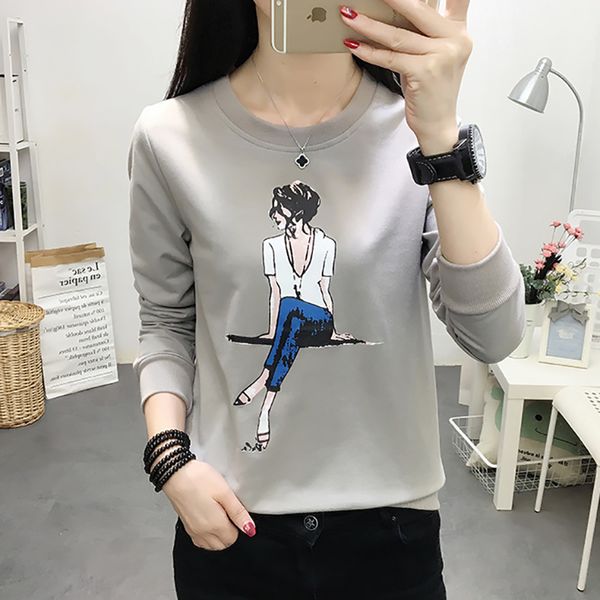 

new cartoon print women pullover sweatshirt plus size womens clothing ropa mujer invierno 2020 long sleeve autumn winter hoodies, Black