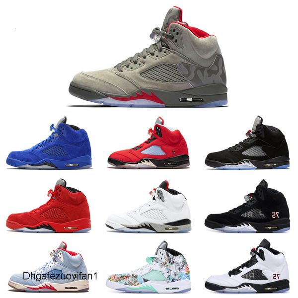 

og 5 5s men basketball shoes fire red silver black metallic suede blue white cement wings oreo mens trainer sports sneakers 7-13