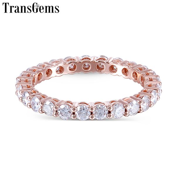 

transgems 14k 585 rose gold 1.2ctw to 1.8ctw 2.5mm moissanite full eternity wedding band for women gift, Black