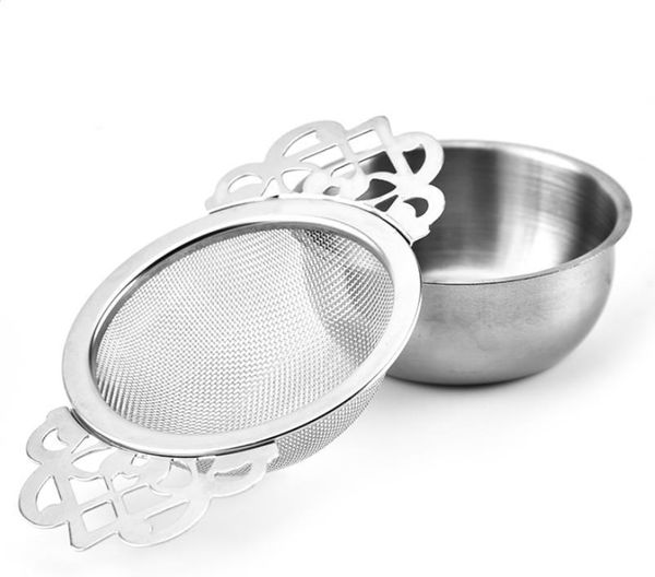 

stainless steel tea strainer tea filter with bottom cup double handle bulk filter reusable tea strainer teapot accessories