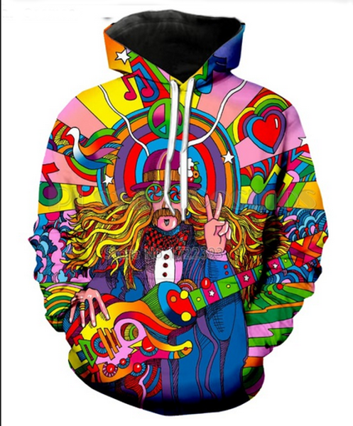 

new fashion 3d printed hippie musician men women pullover hoodies street wear casual hip hop pockets sweatshirt clothing zg0140, Black