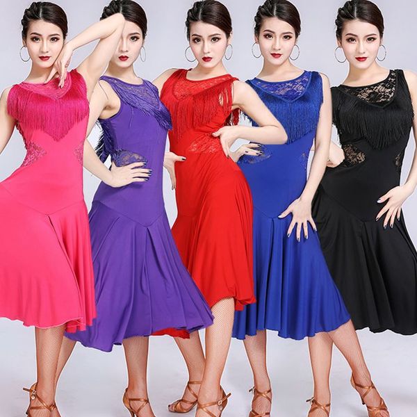 

latin dance dress women/girls/lady new fringe salsa/ballroom/tango/cha cha/rumba/samba/latin dresses for, Black;red