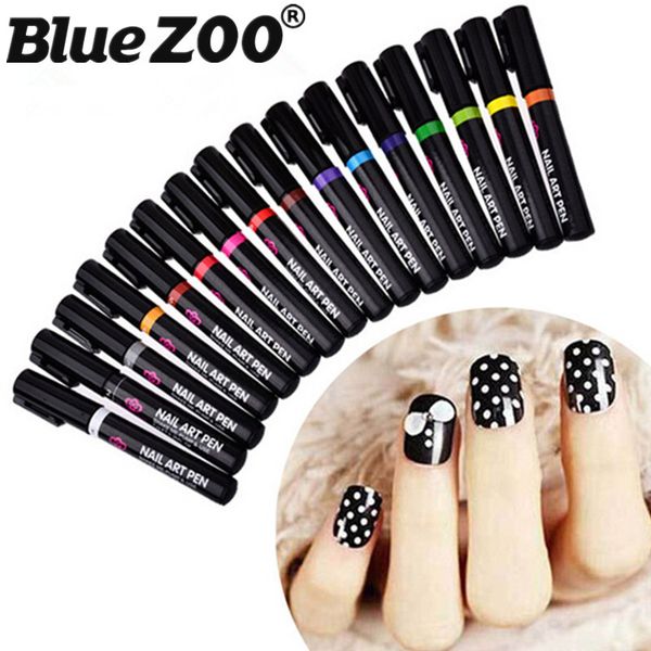 

1pc beauty 16 colors two-way acrylic paint pen diy gel polish drawing tools nails accessoires manicure 3d nail art pen