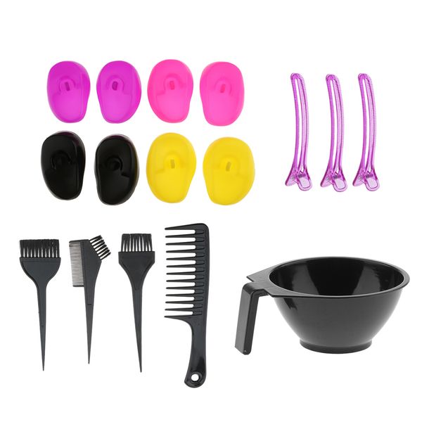 

16pcs pro hair perm dyeing brushes shampoo comb bowl ear covers set