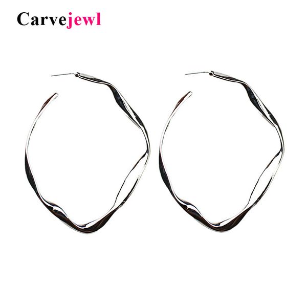 

carvejewl large vintage hoop earrings new unique design gold silver plating irregular exaggerated earring for women girl jewelry, Golden;silver
