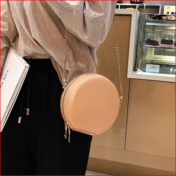 

casual chain round women crossbody bags designer messenger bag luxury pu mini circular female shoulder bag vintage box purses