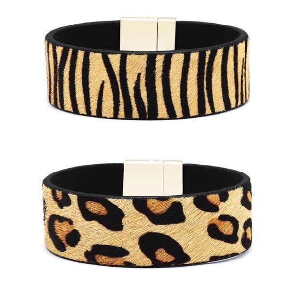 

horse hair lady leather bracelet fashion print magnet women bracelets, Black
