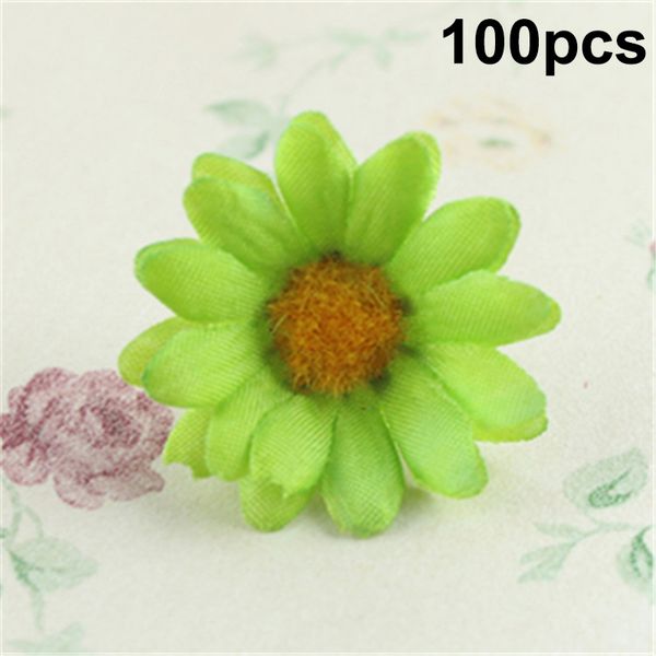 

100pcs artificial small daisy flower heads faux prop home wedding decor craft