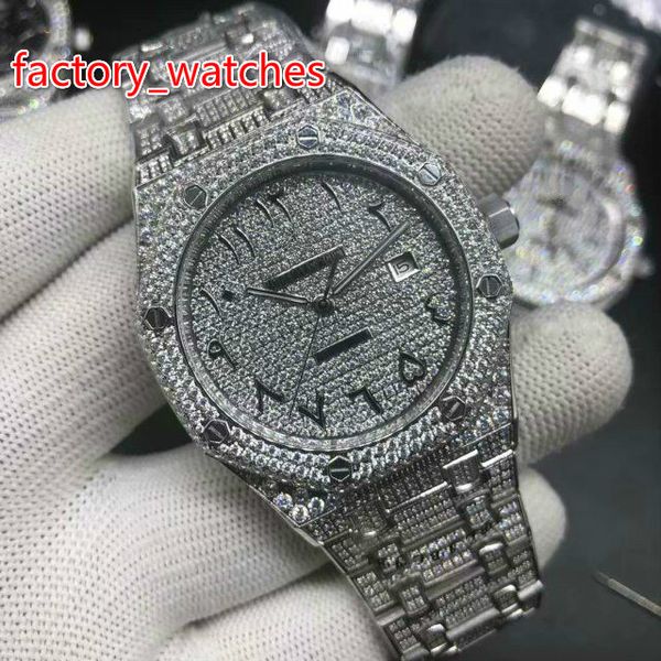 

arabic numbers diamonds watch shiny case 42mm automatic silver stainless steel glass back men's wristwatch arabic dials diamond watch, Slivery;brown