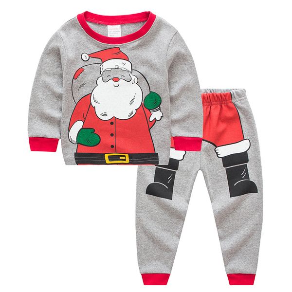 

children's clothing new infant children santa claus long-sleeved christmas models boys and girls home service two-piece suit, White