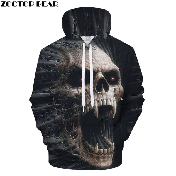 

terrior 3d skull hoodies men hoody printed tracksuit casual sweatshirt long sleeve coat streatwear pullover dropship zooear, Black