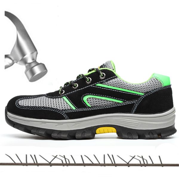 

2019 new indestructible breathable non-slip men work safety shoes steel toe caps anti-smashing site safety boots men's sneakers, Black